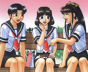 Aoi, Akane, and Kasumi share some cookies...