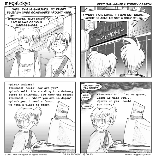 Comic 14: "Moo Moo", Chapter 0, Number 13, September 13th, 2000 Strip 14