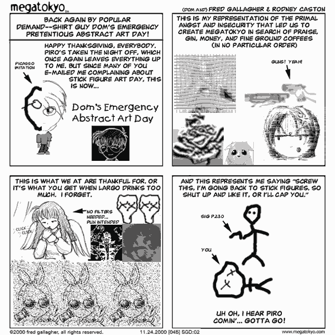 Comic 45: "SGD: Emergency Abstract Art Day", Shirt Guy Dom, Number 2, November 24th, 2000 Strip 45