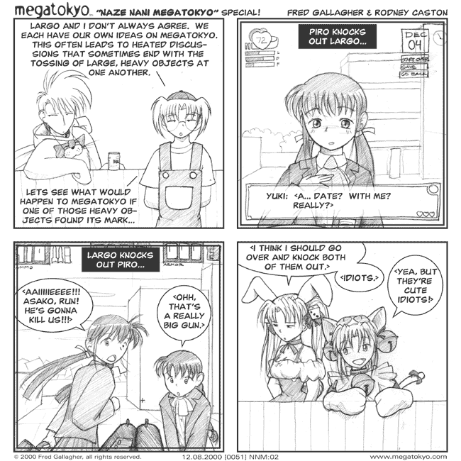 Comic 51: "Naze Nani: what if...", Naze Nani Megatokyo, Number 2, December 8th, 2000 Strip 51