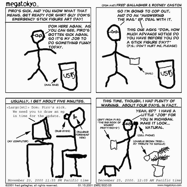 Comic 65: "SGD: Dom Day 3", Shirt Guy Dom, Number 3, January 10th, 2001 Strip 65