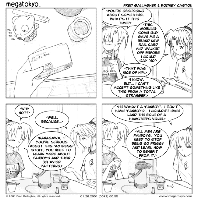 Comic 72: "All men are...", Chapter 0, Number 55, January 26th, 2001 Strip 72