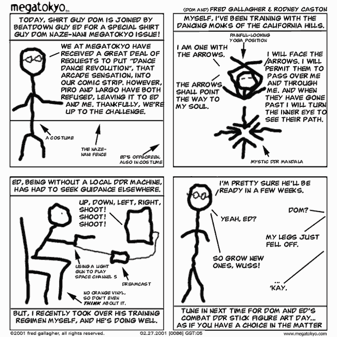 Comic 86: "SGD: Dance Dance Violation", Shirt Guy Dom, Number 5, February 27th, 2001 Strip 86