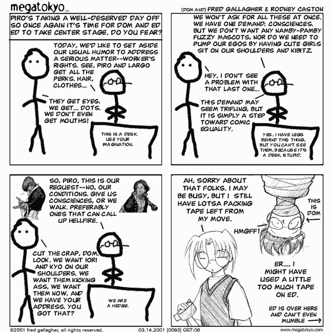 Comic 93: "SGD: Dom gets Dom'd", Shirt Guy Dom, Number 6, March 14th, 2001 Strip 93