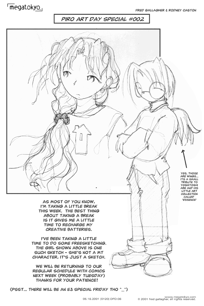 Comic 120: "Art Day 002 - little wings", Dead Piro Day, Number 6, May 16th, 2001 Strip 120