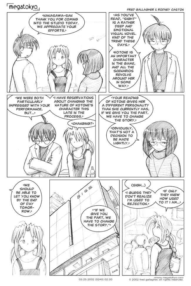 Comic 0240: "rejection assumptions", Chapter 2, Number 30, March 25th, 2002 Strip 0240