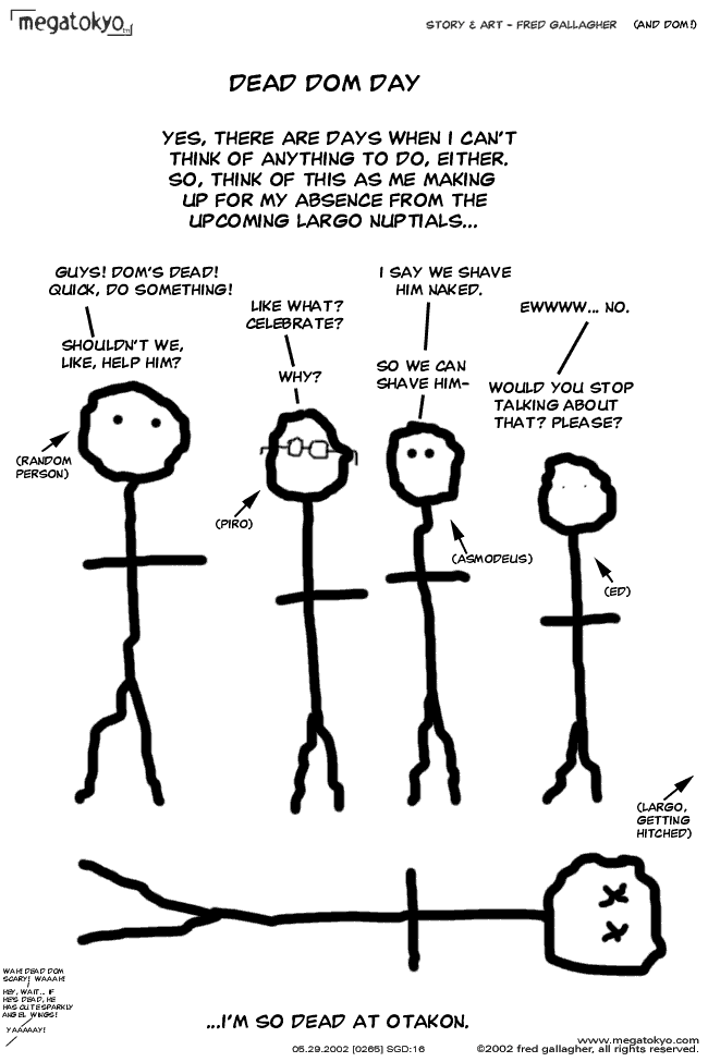 Comic 265: "DDD: Brain fart", Shirt Guy Dom, Number 16, May 29th, 2002 Strip 265