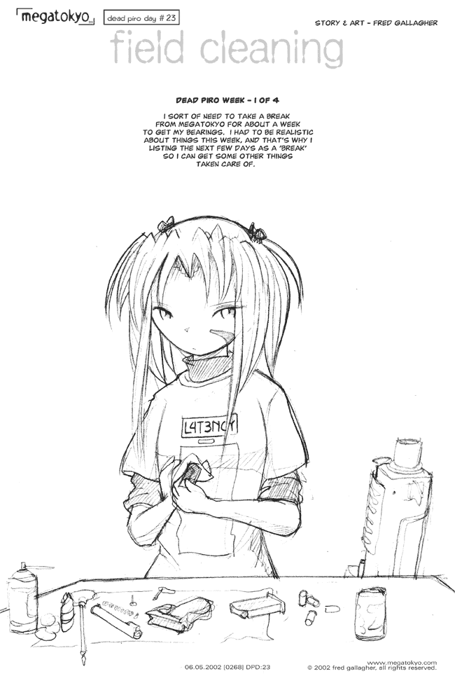 Comic 268: "DPD: field cleaning (1 of 4)", Dead Piro Day, Number 23, June 5th, 2002 Strip 268