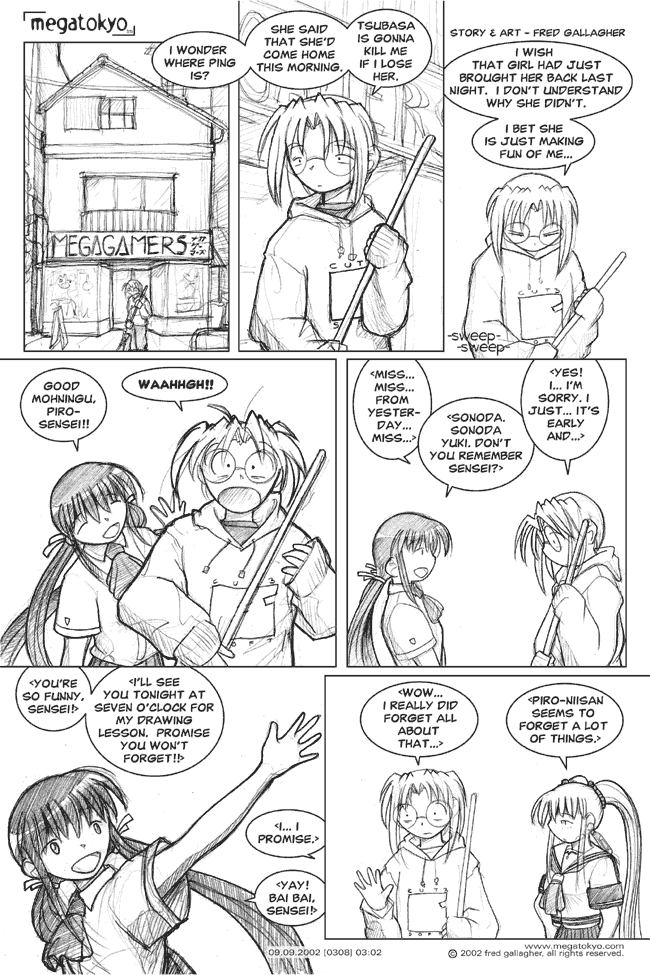 Comic 308: "forgetting lots of things", Chapter 3, Number 2, September 9th, 2002 Strip 308, Volume 3, Page 10