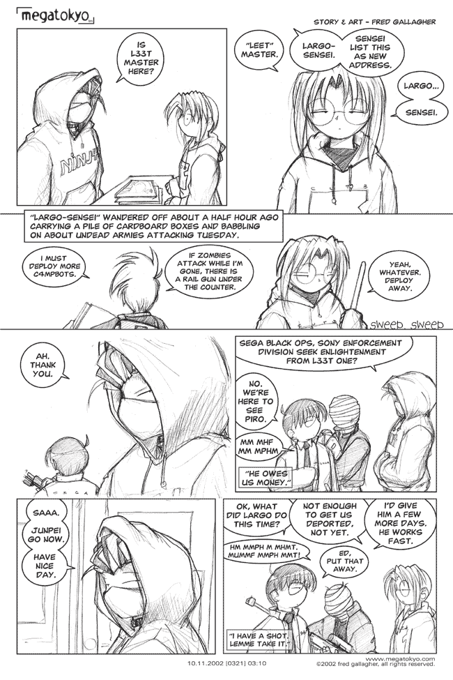 Comic 321: "not enough to get deported.", Chapter 3, Number 10, October 11th, 2002 Strip 321, Volume 3, Page 18