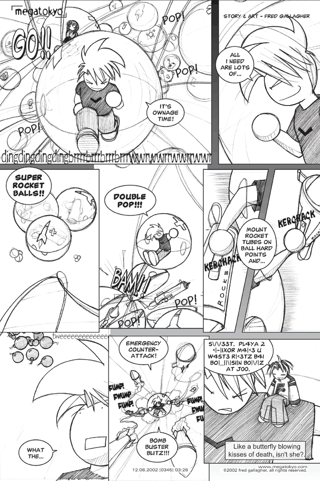 Comic 345: "kisses of death", Chapter 3, Number 26, December 6th, 2002 Strip 345, Volume 3, Page 34