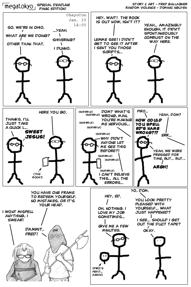 Comic 361: "SGD: A special hell for editors", Shirt Guy Dom, Number 22, January 17th, 2003 Strip 361