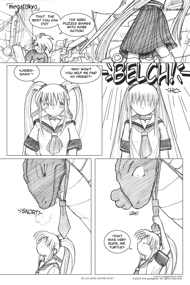 Comic 376: "That was very rude, Mr. Turtle!", Chapter 3, Number 51, February 24th, 2003 Strip 376, Volume 3, Page 59