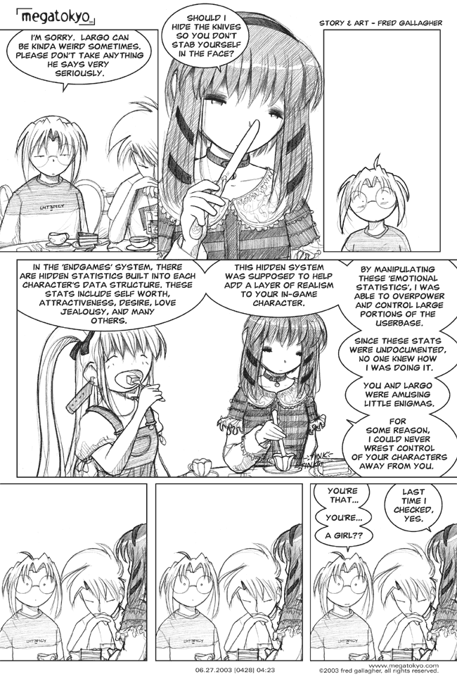 Comic 428: "amusing little enigmas", Chapter 4, Number 23, June 27th, 2003 Strip 428, Volume 3, Page 101