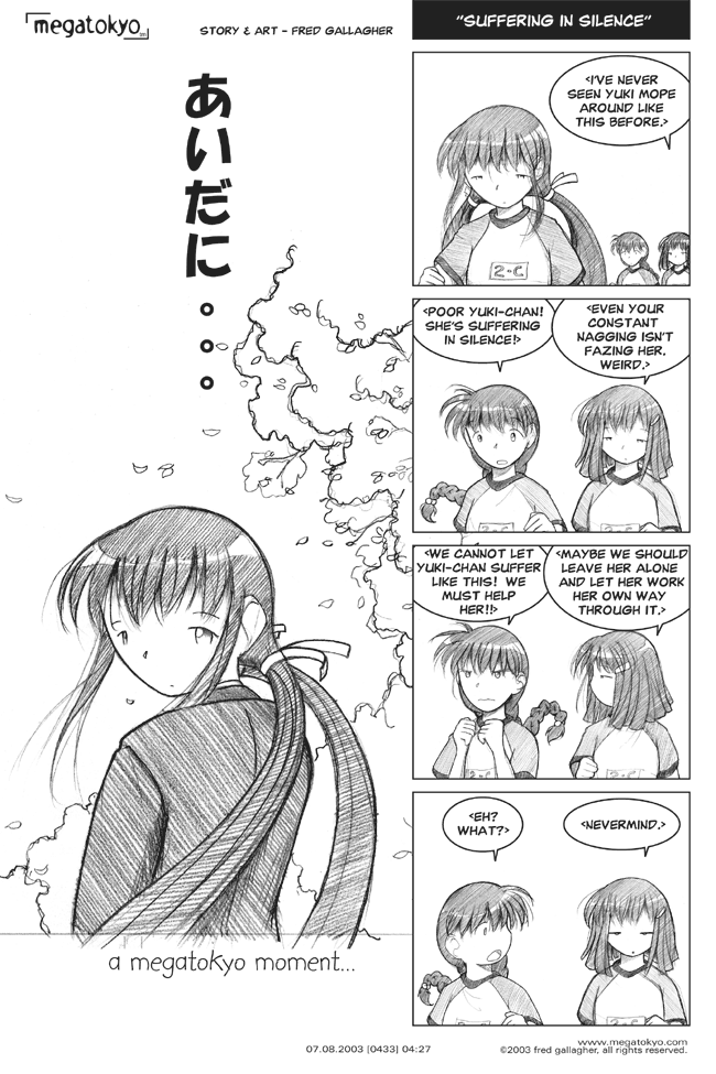 Comic 433: "suffering in silence", Chapter 4, Number 27, July 8th, 2003 Strip 433, Volume 3, Page 105