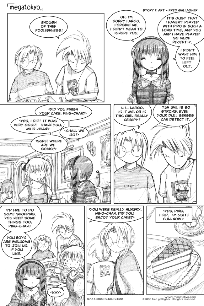 Comic 435: "uneaten cake", Chapter 4, Number 29, July 14th, 2003 Strip 435, Volume 3, Page 107