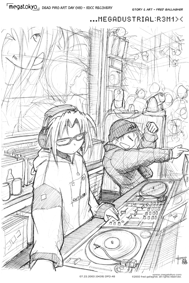 Comic 439: "DPD: Megadustrial:r3m1x", Dead Piro Day, Number 48, July 23rd, 2003 Strip 439, Volume 3, Page 200