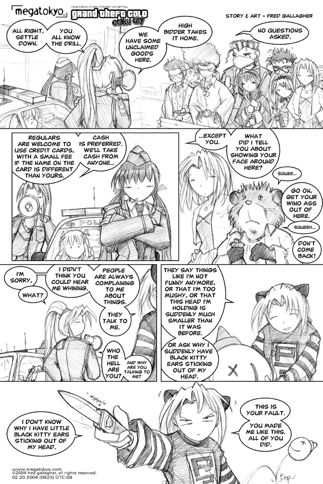 Comic 523: "GTC: 'rro seeing the lines", Grand Theft Colo, Number 8, February 20th, 2004 Strip 523, Volume 3, Page 192