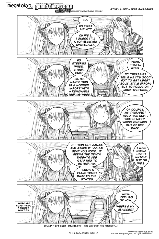 Comic 525: "GTC: hard reboot", Grand Theft Colo, Number 10, February 24th, 2004 Strip 525, Volume 3, Page 194