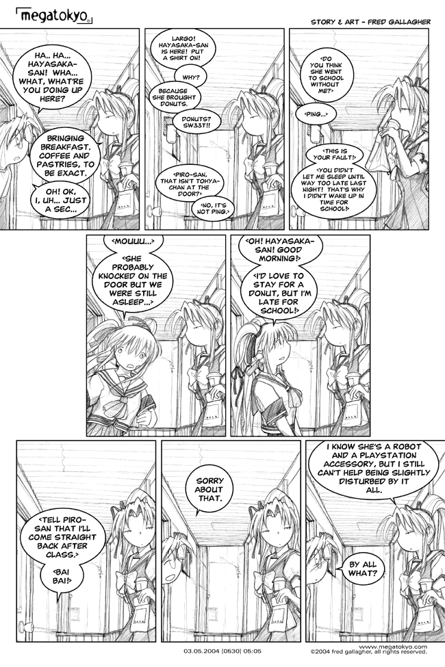 Comic 530: "bringing breakfast", Chapter 5, Number 5, March 5th, 2004 Strip 530, Volume 4, Page 13