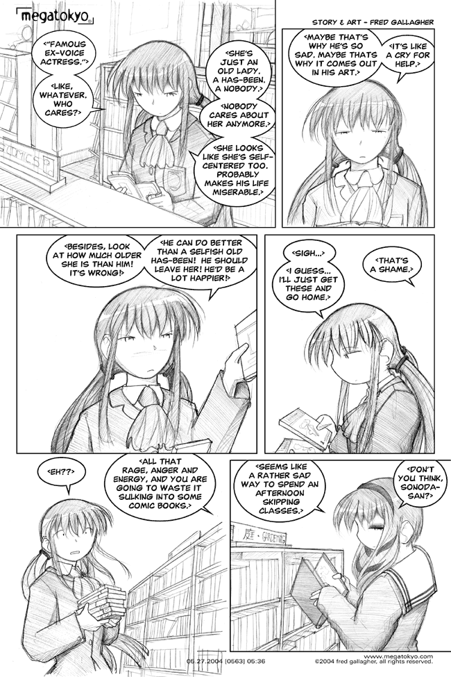 Comic 563: "sulking into some comic books", Chapter 5, Number 36, May 26th, 2004 Strip 563, Volume 4, Page 44