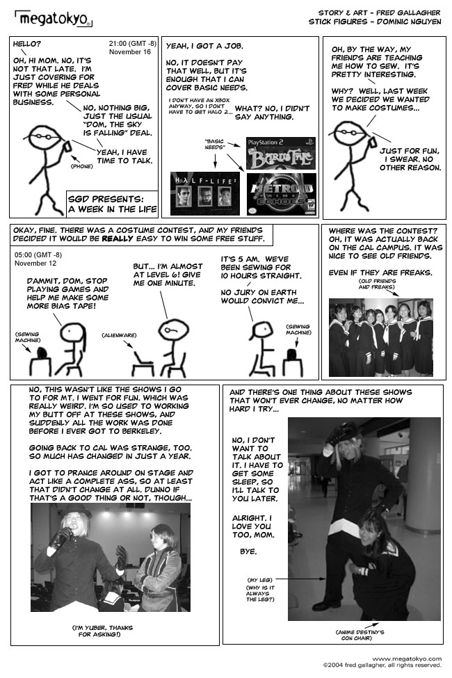 Comic 636: "SGD: Leg work", Shirt Guy Dom, Number 32, November 17th, 2004 Strip 636