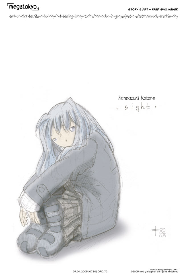 Comic 730: "DPD: painting in grays", Dead Piro Day, Number 72, July 4th, 2005 Strip 730, Volume 4, Page 214