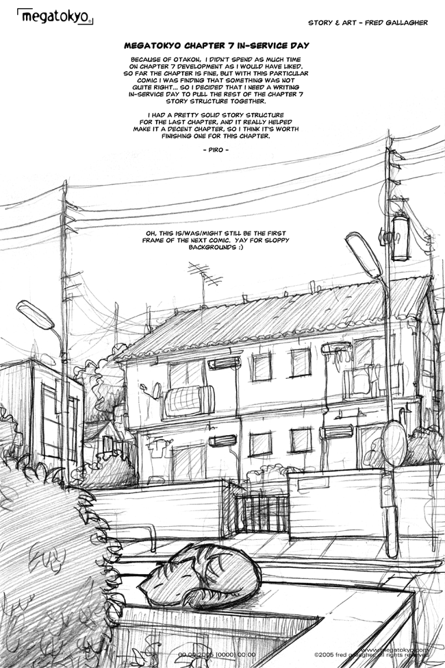 Comic 753: "DPD: Sloppy Backgrounds - Chapter 7 In-Service day", Dead Piro Day, Number 74, August 29th, 2005 Strip 753