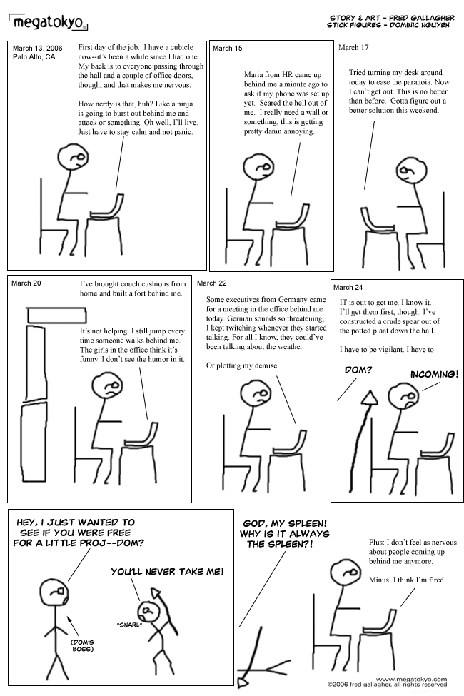 Comic 837: "SGD: Cubicle Defense", Shirt Guy Dom, Number 39, March 24th, 2006 Strip 837, Volume 5, Page 204