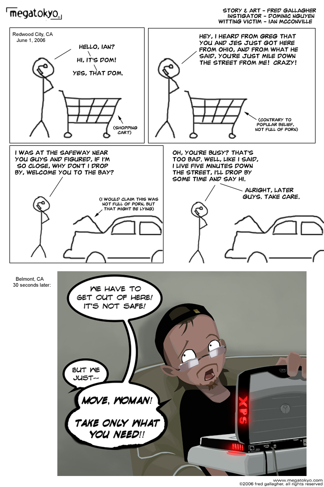 Comic 866: "SGD: Making Good Neighbors", Shirt Guy Dom, Number 41, June 7th, 2006 Strip 866