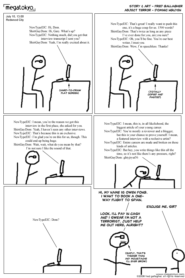 Comic 885: " SGD: Pressure Cookers", Shirt Guy Dom, Number 42, July 24th, 2006 Strip 885