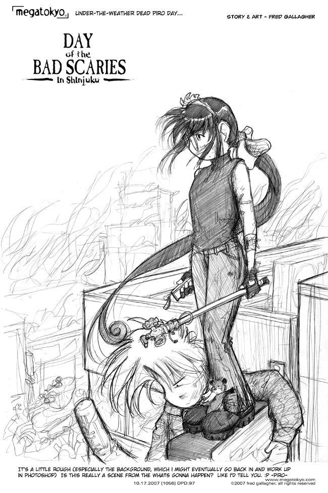 Comic 1056: "DPD: Day of the Bad Scaries in Shinjuku", Dead Piro Day, Number 97, October 17th, 2007 Strip 1056