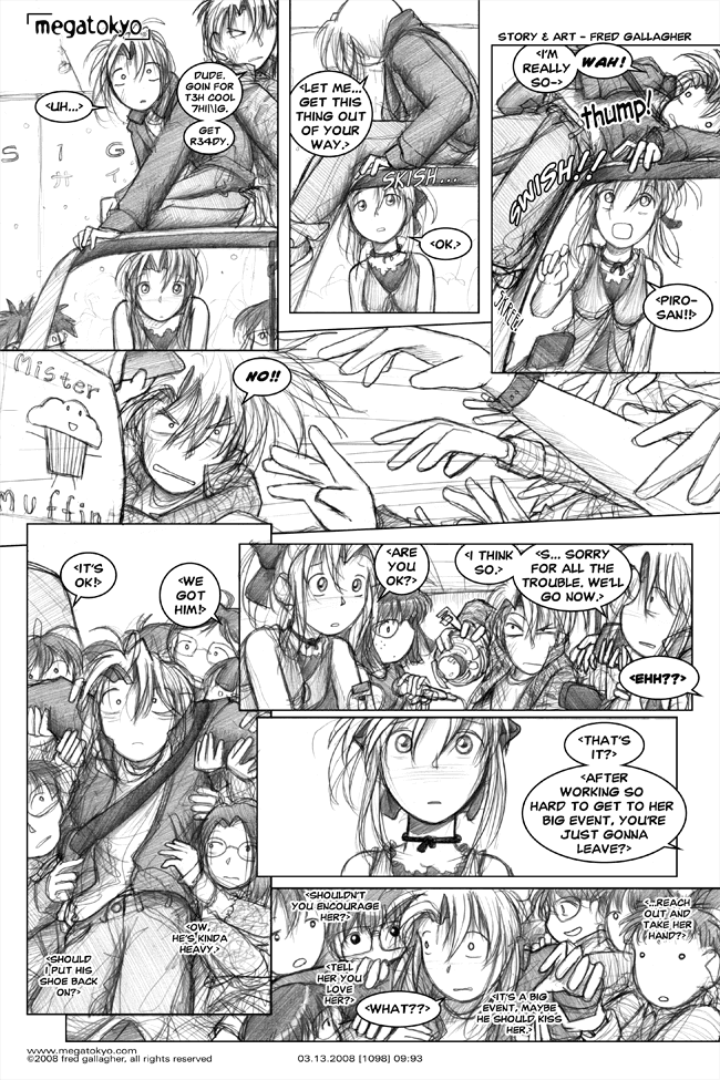 Comic 1098: "we got him", Chapter 9, Number 93, March 13th, 2008 Strip 1098