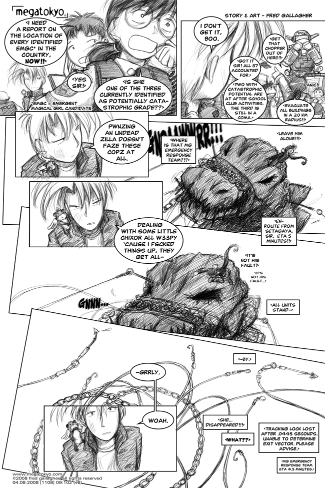 Comic 1108: "potentially catastrophic grade", Chapter 9, Number 102, April 8th, 2008 Strip 1108