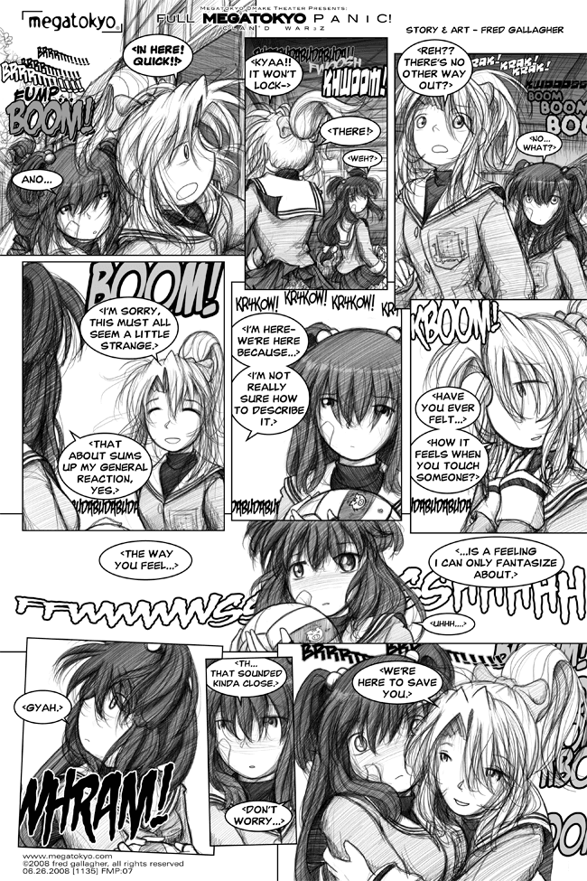Comic 1135: "FMP: Blush Response", Full Megatokyo Panic, Number 8, June 26th, 2008 Strip 1135