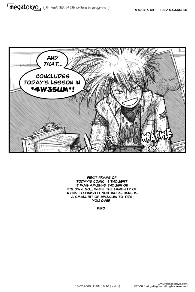 Comic 1161: "next comic PREVIEW: t3h Aw3sum", Dead Piro Day, Number 107, October 2nd, 2008 Strip 1161