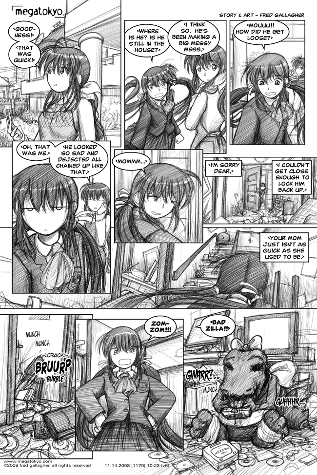 Comic 1170: "Bad Zilla!", Chapter 10, Number 23, November 14th, 2008 Strip 1170